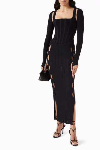 بلوزة بونتيل بنمط مشد مزيج فيسكوز