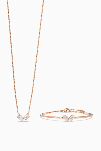 Mesmera Crystal Necklace & Bracelet Set in Rose Gold-plated Metal