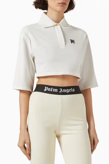 Monogram Cropped Polo Shirt in Cotton