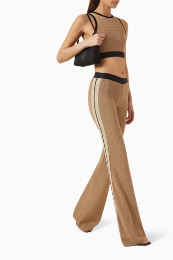 Logo-tape Flared Pants in Cotton Knit