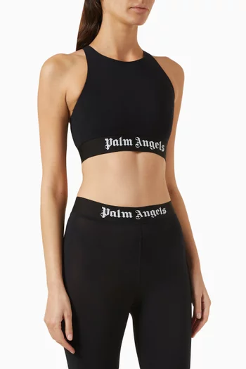 Palm Angels Logo Sport Leggings In Black White