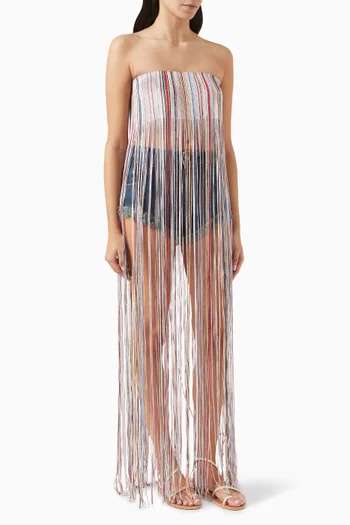 Fringed Bustier Cover Up Dress in Rayon