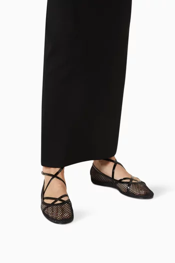 Mina Wrap Ballerinas in Patent Leather & Mesh