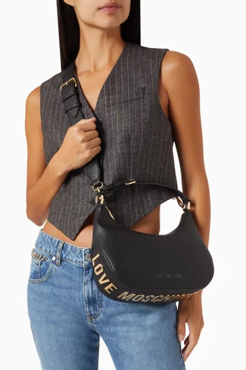 Giant Logo-lettering Shoulder Bag in Faux Leather