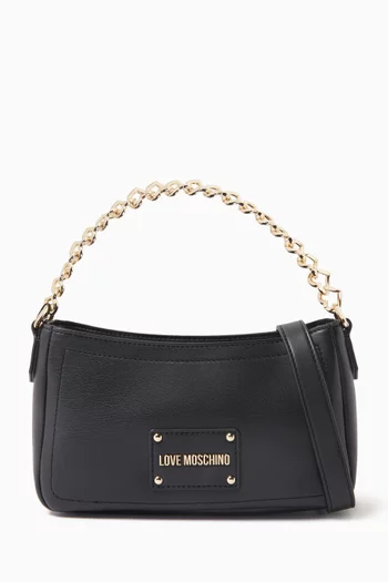 Strass Chain Shoulder Bag in Faux Leather