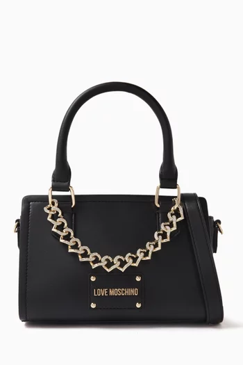 Small Heart Chain Shoulder Bag in Leather