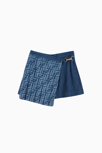FF Logo Pleated Skort in Chambray