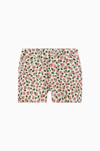 Floral-print Shorts in Cotton Twill