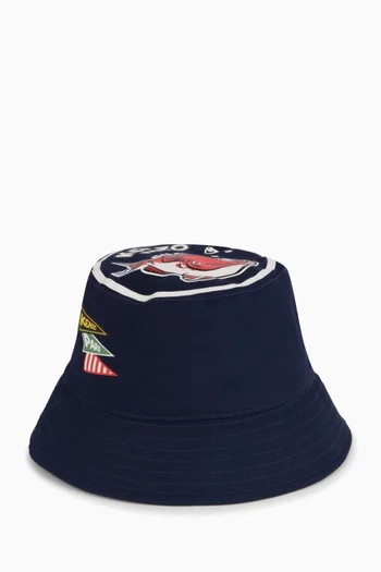 Graphic-print Logo Bucket Hat in Cotton