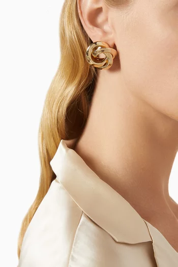 Interlocking Stud Earrings in 14kt Gold-plated Brass