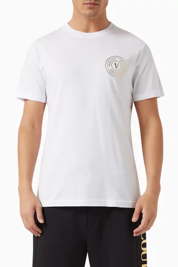 V-Emblem Foil Logo T-shirt in Cotton Jersey
