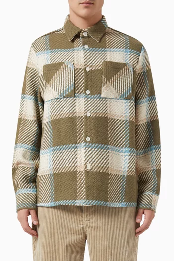 Lever Check Whiting Overshirt in Cotton