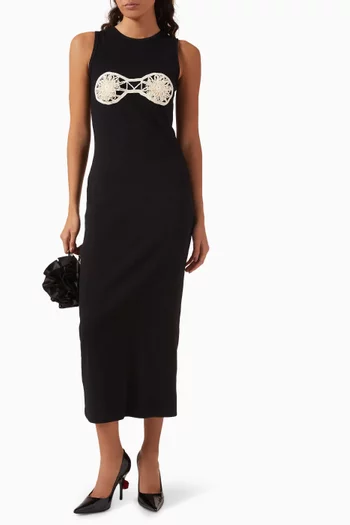 Crochet Bra Tank Midi Dress in Cotton