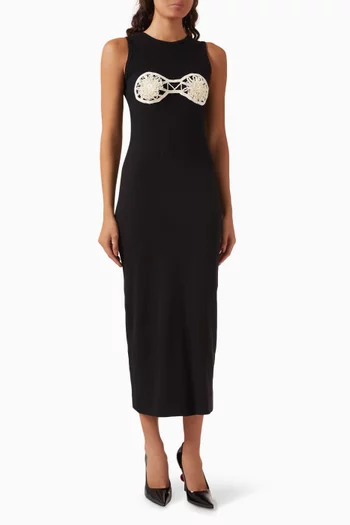 Crochet Bra Tank Midi Dress in Cotton
