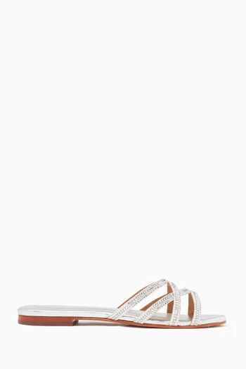 Sidnee Crystal-embellished Sandals in Metallic Leather