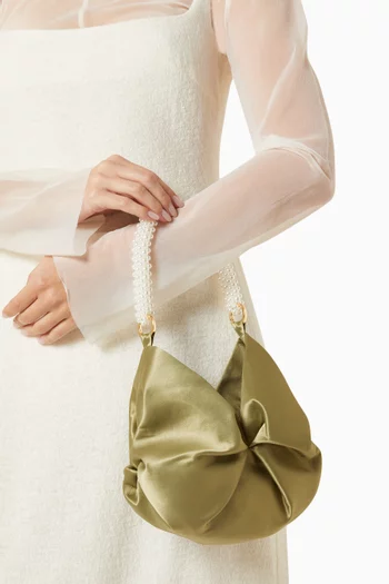 Small Rosh Pearl Tote Bag in Satin