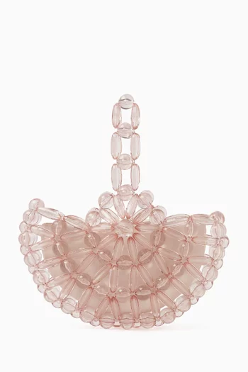 Selene Crescent Clutch Bag in Acrylic Beads & Satin