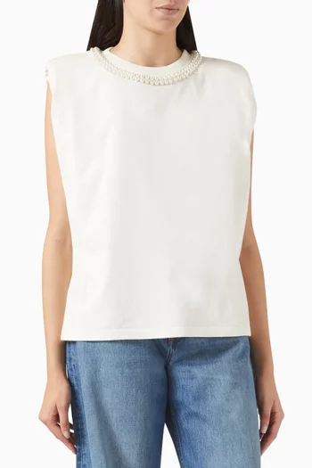 Journey W's Pearl-embellished T-shirt in Cotton-jersey