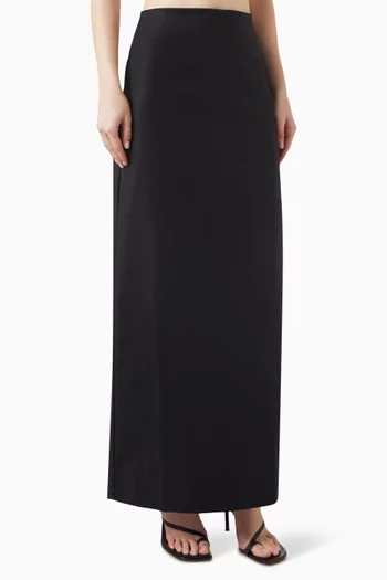 High-waisted Maxi Skirt in Stretch-cotton