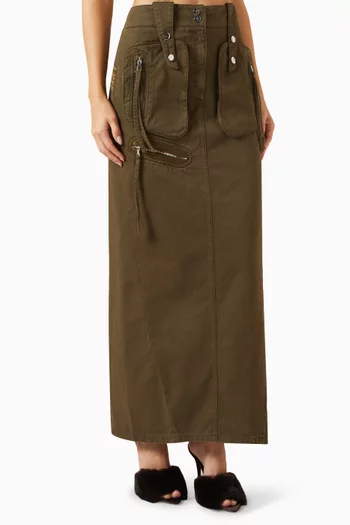 Maxi Cargo Skirt in Denim & Silk