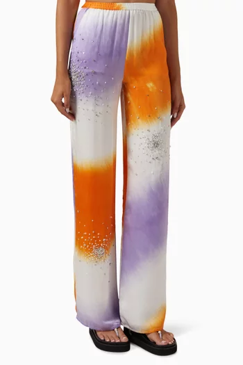 Tie-dye Embellished Pants in Silk