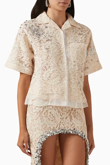 Crystal-embellished Shirt in Lace