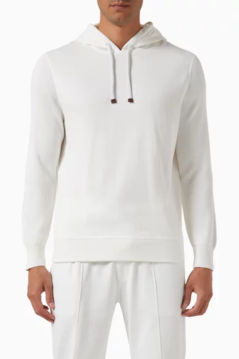 Ribbed Sleeve Hoodie in Cotton