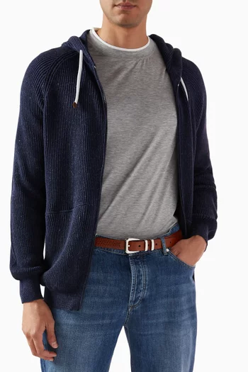 Woven Belt in Calf Leather