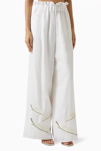 San Benito Embroidered Pants in Linen