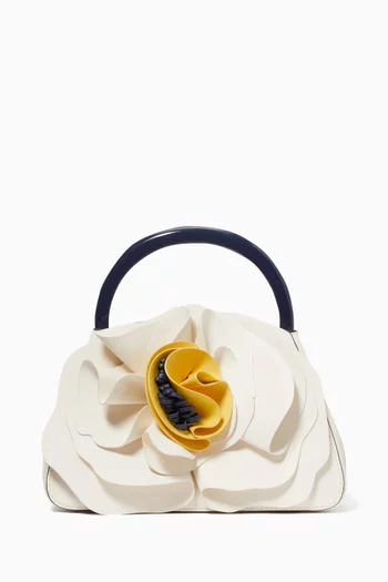 Flora 3D Flower Top-Handle Bag in Leather