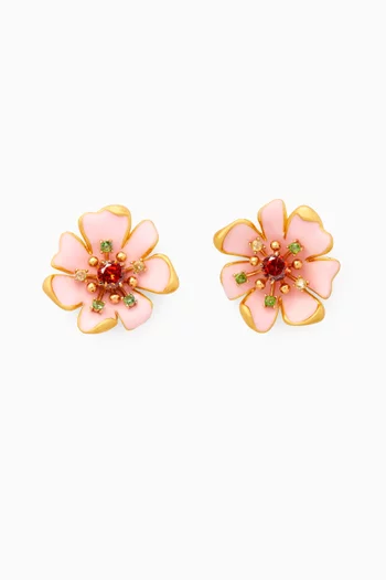 Bloom in Colour Statement Stud Earrings in Plated Brass