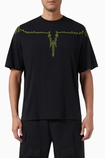 Wings-embroidered T-shirt in Cotton Jersey