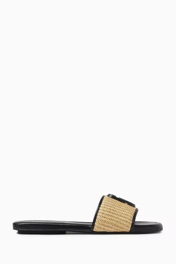 The J Marc Slides in Raffia & Leather