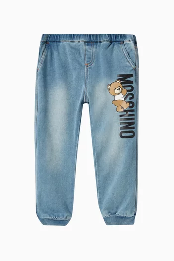 بنطال جينز مزين بدب تيدي دينم قطني