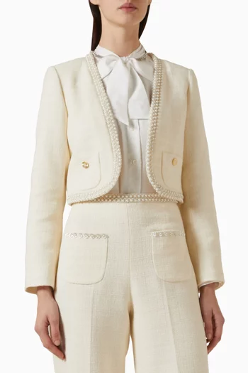 Pearl-embellished Jacket in Tweed