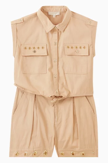 Eyelet-detail Shorts in Cotton Twill