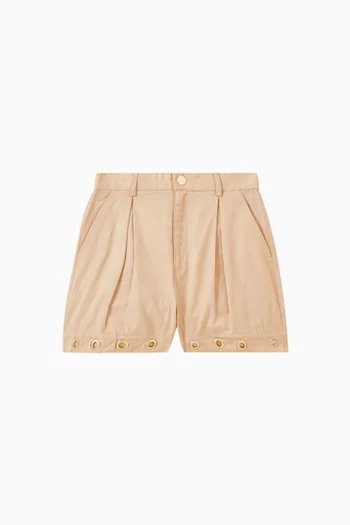 Eyelet-detail Shorts in Cotton Twill