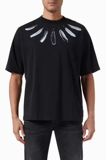 Feather Collar T-shirt in Cotton Jersey