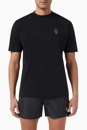 Cross-embroidered T-shirt in Cotton Jersey