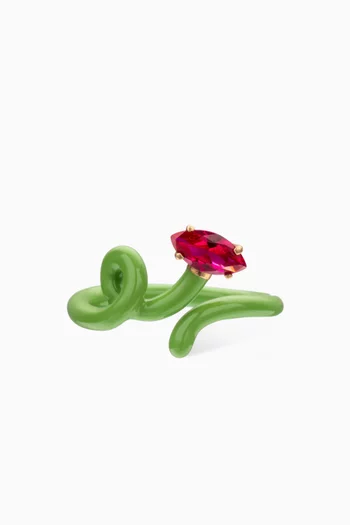 Baby Vine Tendril Enamel Ring in 9kt Gold & Silver