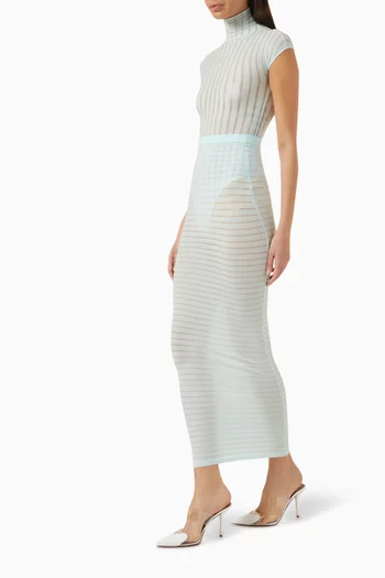 Stripped Tube Midi Skirt in Japanese Nylon Yarn