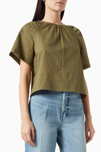 Draped Sleeve Blouse in Cotton