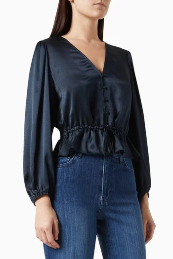 Cinched V-Neck Blouse in Organic Cotton