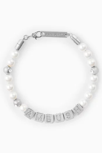 Pearl Letterblock Bracelet in Silver