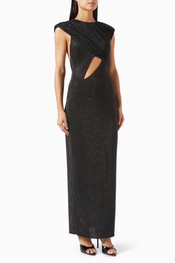 Mousseline Embellished Maxi Dress in Jersey