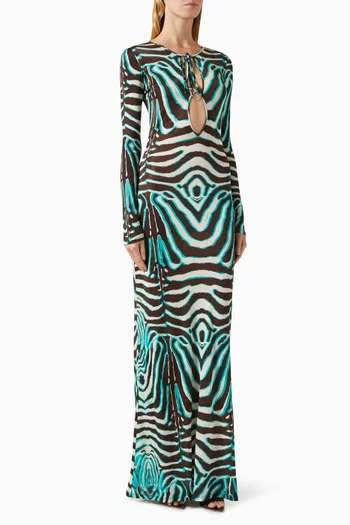 Magy Tie-front Maxi Dress in Rayon
