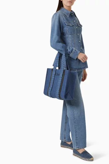 Medium Woody Tote Bag in Denim