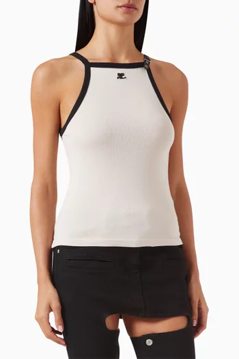 Buckle Contrast Tank Top in Cotton