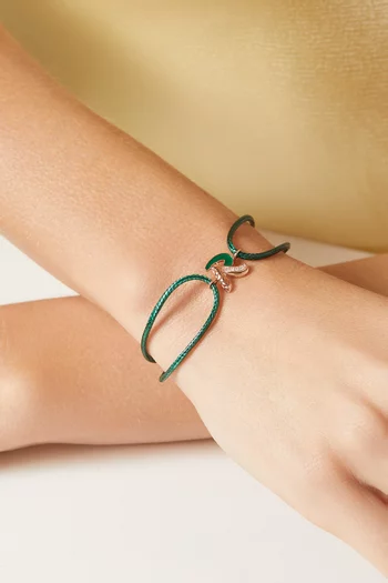 Retro Diamond & Enamel Letter 'R' Bracelet in 18kt Rose Gold