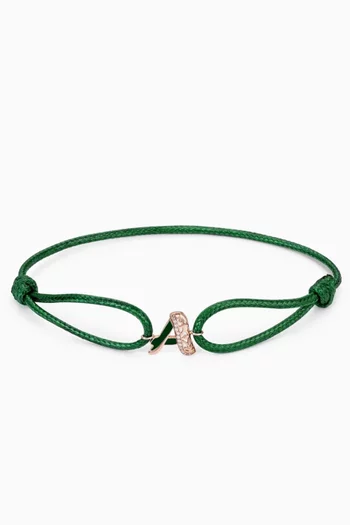 Retro Diamond & Enamel Letter 'A' Bracelet in 18kt Rose Gold